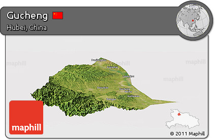 Satellite Panoramic Map of Gucheng, cropped outside