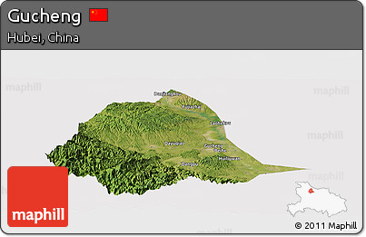 Satellite Panoramic Map of Gucheng, cropped outside