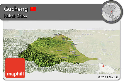 Satellite Panoramic Map of Gucheng, lighten