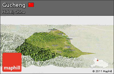 Satellite Panoramic Map of Gucheng, lighten