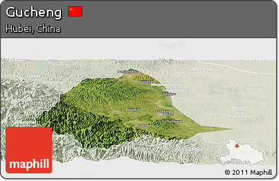Satellite Panoramic Map of Gucheng, lighten