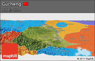 Satellite Panoramic Map of Gucheng, political outside