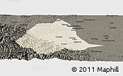 Shaded Relief Panoramic Map of Gucheng, darken