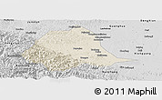 Shaded Relief Panoramic Map of Gucheng, desaturated