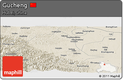 Shaded Relief Panoramic Map of Gucheng