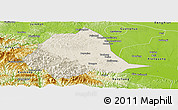 Shaded Relief Panoramic Map of Gucheng, physical outside