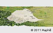 Shaded Relief Panoramic Map of Gucheng, satellite outside