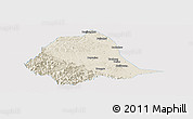 Shaded Relief Panoramic Map of Gucheng, single color outside