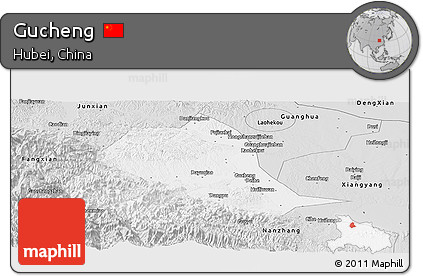 Silver Style Panoramic Map of Gucheng