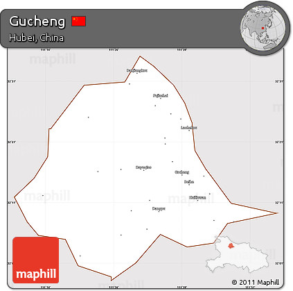 Classic Style Simple Map of Gucheng, cropped outside
