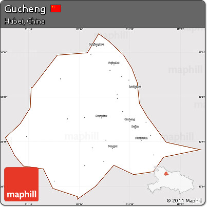 Classic Style Simple Map of Gucheng, cropped outside