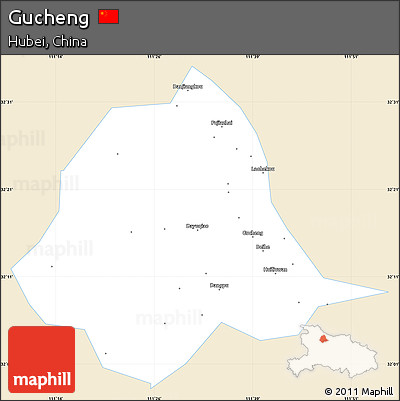 Classic Style Simple Map of Gucheng, single color outside