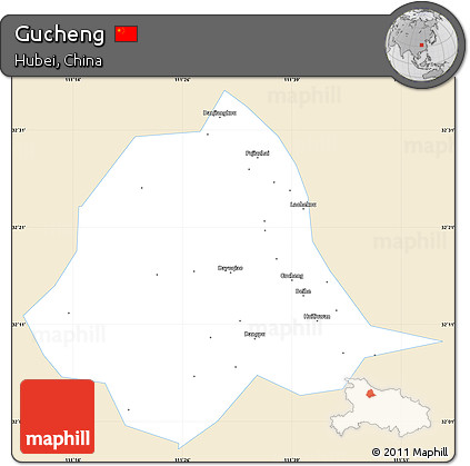 Classic Style Simple Map of Gucheng, single color outside