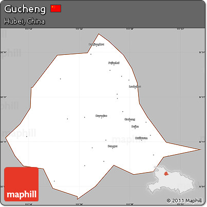Gray Simple Map of Gucheng, cropped outside