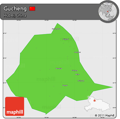 Political Simple Map of Gucheng, single color outside
