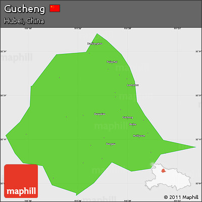 Political Simple Map of Gucheng, single color outside