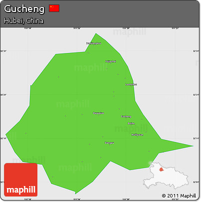 Political Simple Map of Gucheng, single color outside
