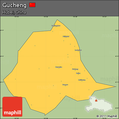 Savanna Style Simple Map of Gucheng, cropped outside