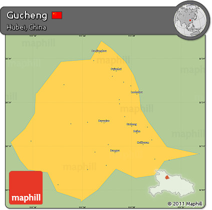 Savanna Style Simple Map of Gucheng, single color outside