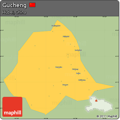 Savanna Style Simple Map of Gucheng, single color outside