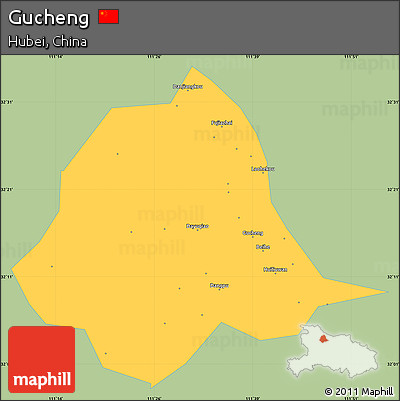 Savanna Style Simple Map of Gucheng, single color outside
