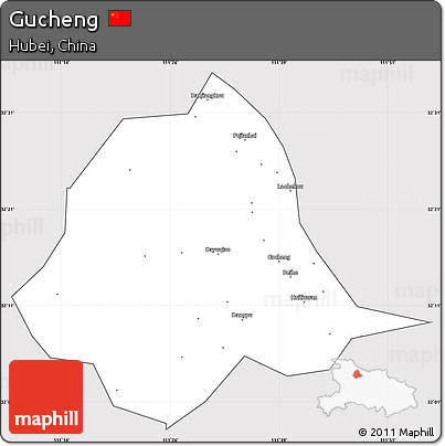 Silver Style Simple Map of Gucheng, cropped outside
