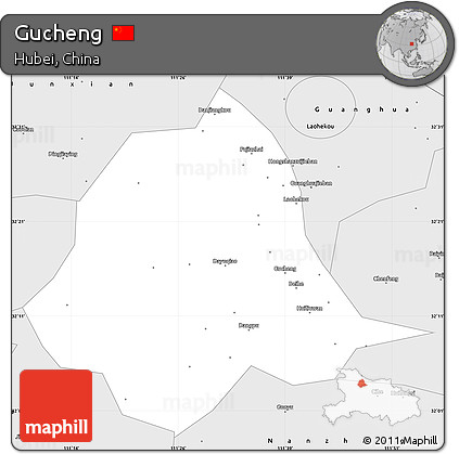 Silver Style Simple Map of Gucheng