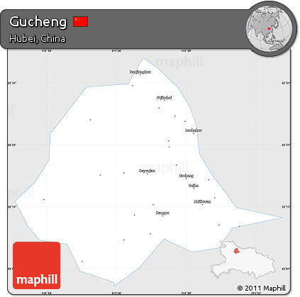Silver Style Simple Map of Gucheng, single color outside