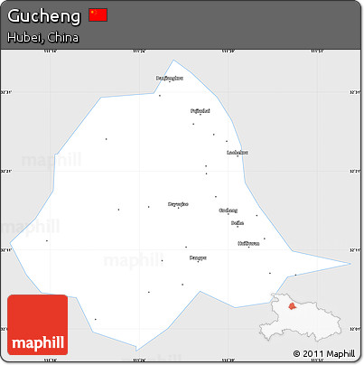 Silver Style Simple Map of Gucheng, single color outside