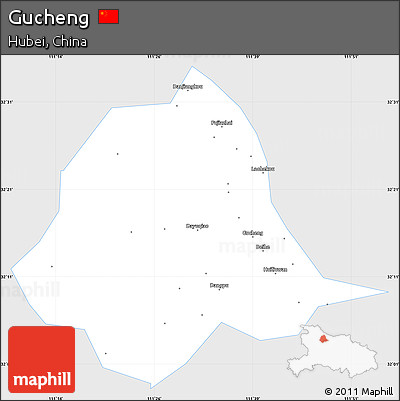 Silver Style Simple Map of Gucheng, single color outside