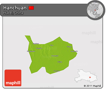 Physical 3D Map of Hanchuan, cropped outside