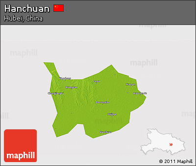 Physical 3D Map of Hanchuan, cropped outside