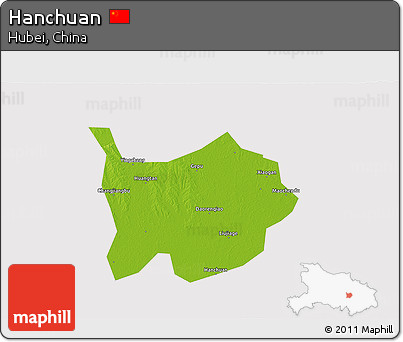 Physical 3D Map of Hanchuan, cropped outside