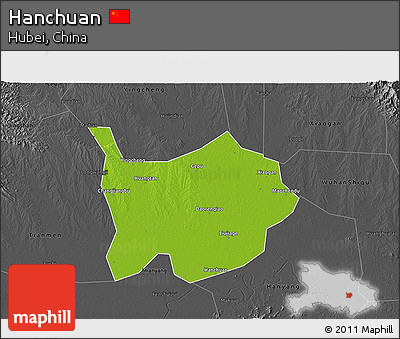 Physical 3D Map of Hanchuan, darken, desaturated
