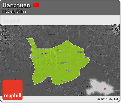 Physical 3D Map of Hanchuan, darken, desaturated