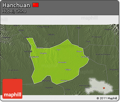Physical 3D Map of Hanchuan, darken, semi-desaturated