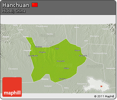 Physical 3D Map of Hanchuan, lighten, semi-desaturated