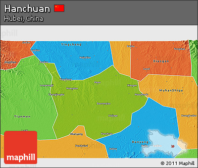 Physical 3D Map of Hanchuan, political outside