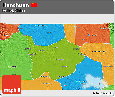 Physical 3D Map of Hanchuan, political outside