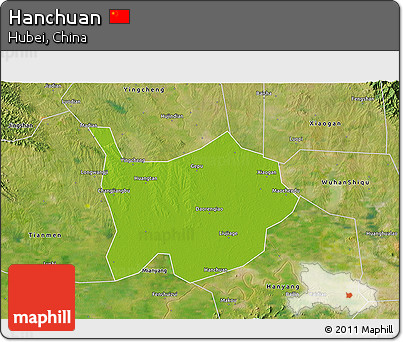Physical 3D Map of Hanchuan, satellite outside