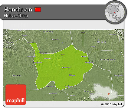 Physical 3D Map of Hanchuan, semi-desaturated
