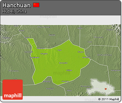 Physical 3D Map of Hanchuan, semi-desaturated