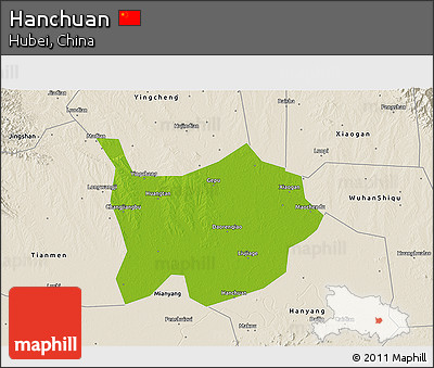 Physical 3D Map of Hanchuan, shaded relief outside