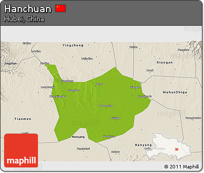 Physical 3D Map of Hanchuan, shaded relief outside