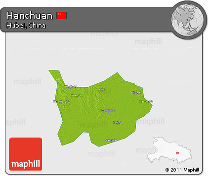Physical 3D Map of Hanchuan, single color outside