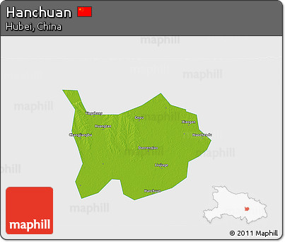 Physical 3D Map of Hanchuan, single color outside