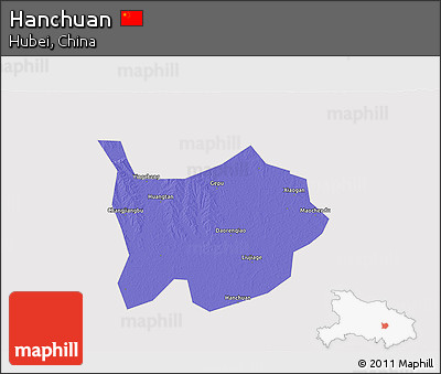 Political 3D Map of Hanchuan, cropped outside