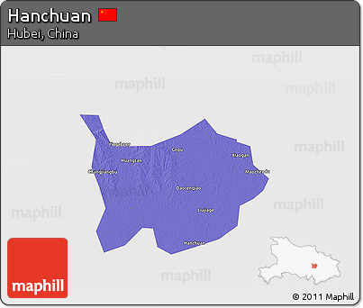 Political 3D Map of Hanchuan, cropped outside