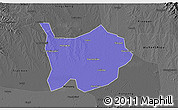 Political 3D Map of Hanchuan, darken, desaturated