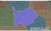 Political 3D Map of Hanchuan, darken, semi-desaturated